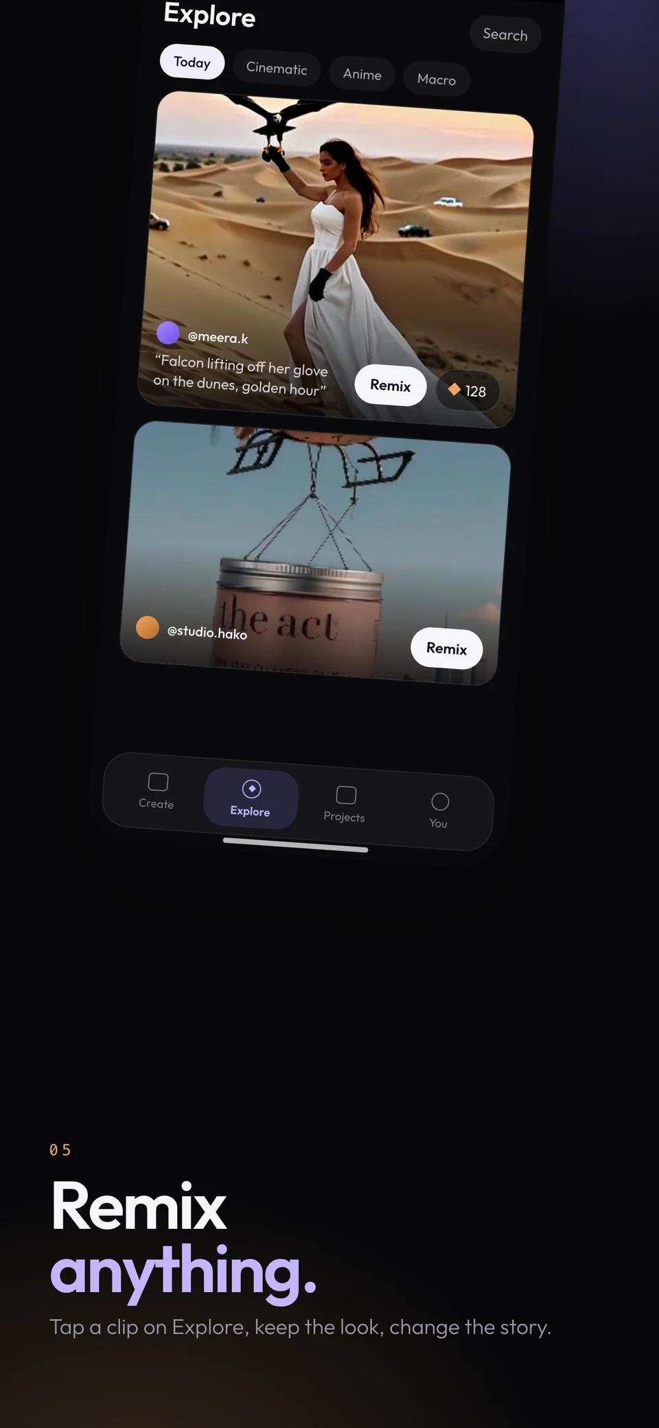 DreamLoop Explore offers visual inspiration for a new video.